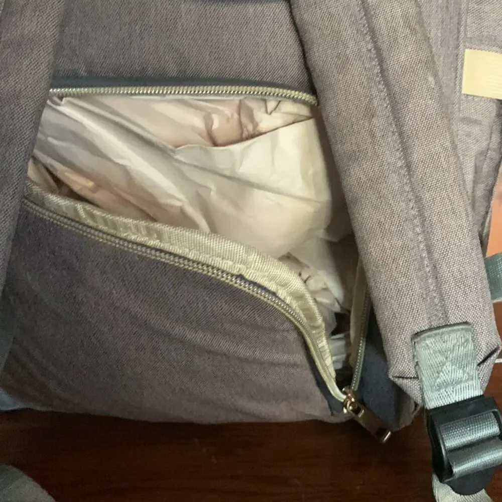 Diaper Bag Backpack Gray Multi-Pocket Baby Travel Backpack